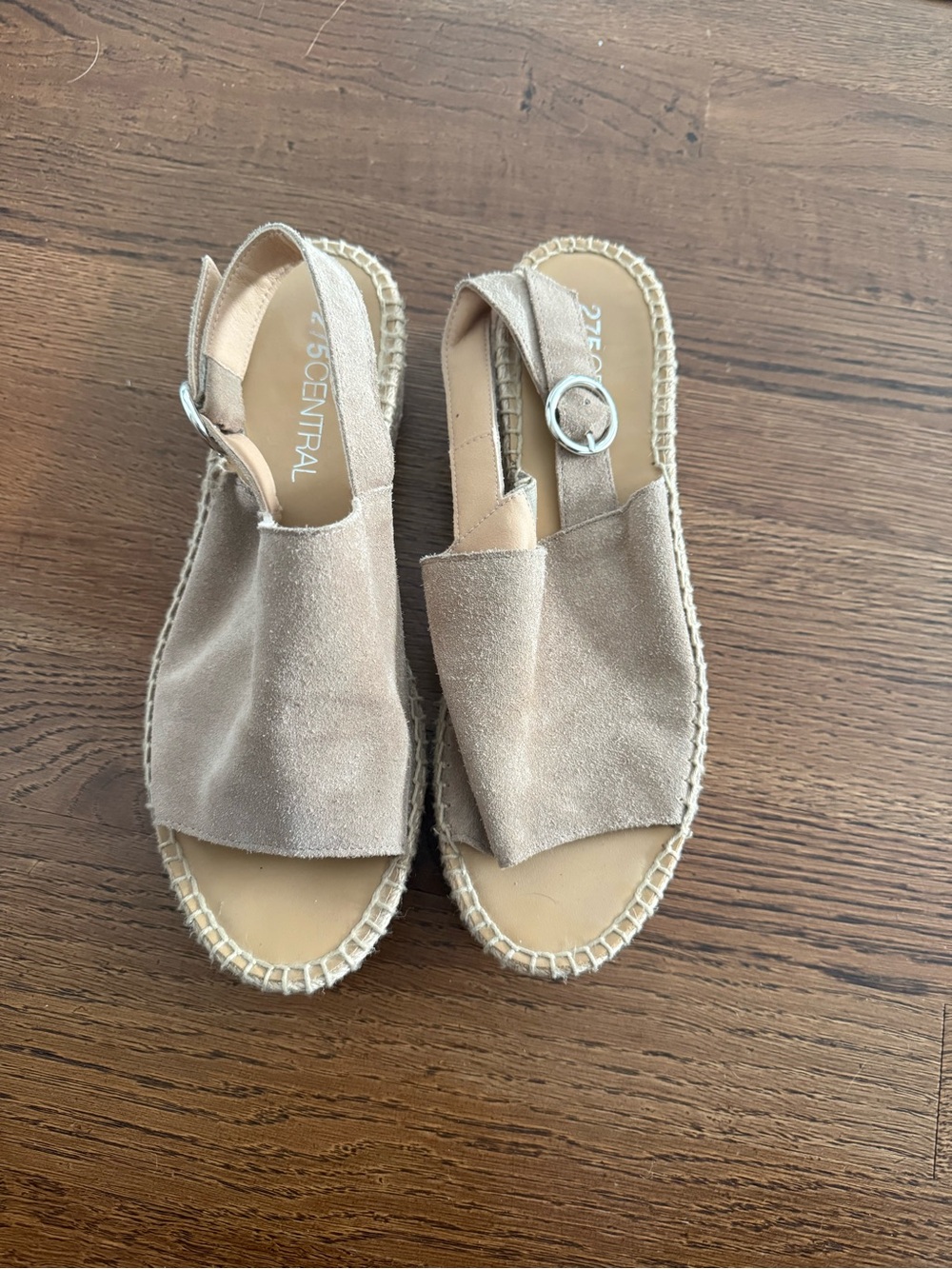 Slingback Suede Espadrille Sandals in Taupe